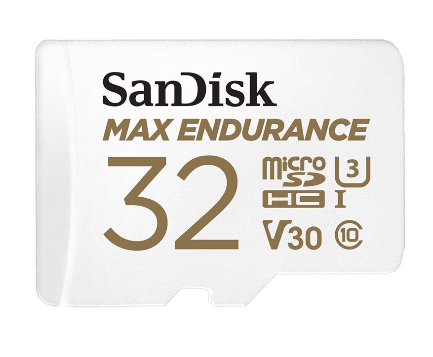 SanDisk Max Endurance 32GB microSDHC Card - 100MB/s Read, 40MB/s Write, 4K UHD, Class 10 U3 V30, Durable Temperature/Water/Shock/X-ray Proof with SD Adapter