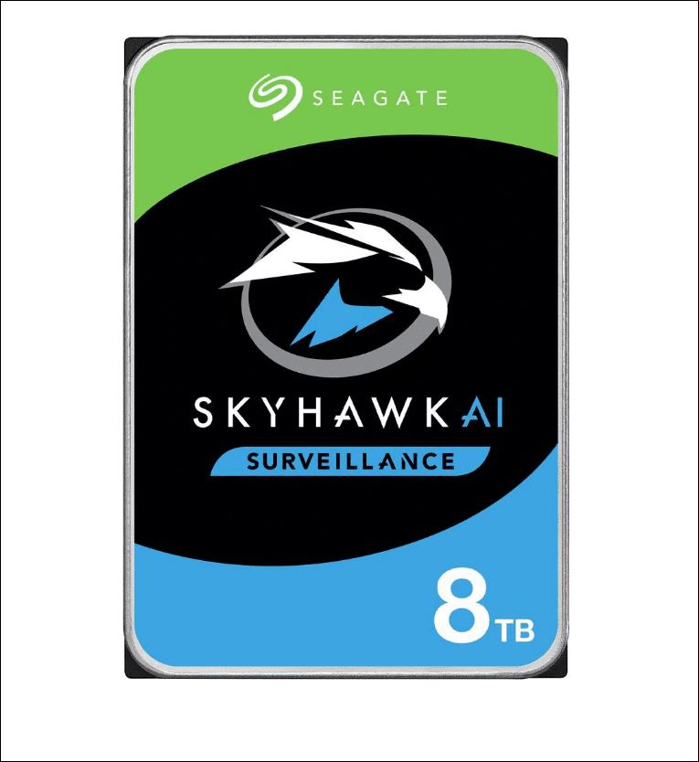 Seagate SkyHawk AI 8TB 3.5" Surveillance Hard Drive SATA3 6Gb/s 256MB Cache 16 AI Streams 24x7 NVR HDD ST8000VE001 with 3 Year Warranty