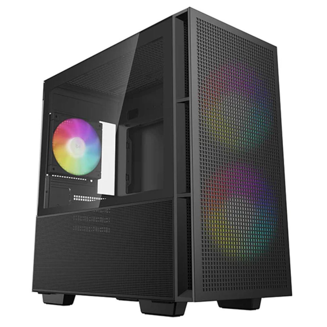 DeepCool CH360 Micro ATX Gaming PC Case with Tempered Glass, 2x 140mm + 1x 120mm ARGB Fans, USB 3.0 & USB-C, Supports Radiators up to 360mm