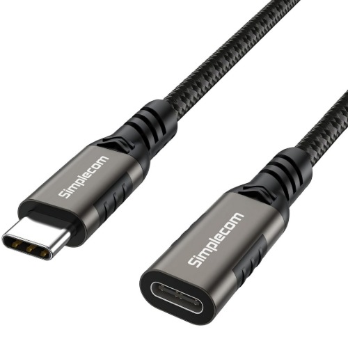 Simplecom CAU610 USB-C Male to Female Extension Cable 1M, USB 3.2 Gen2x2, 20Gbps Data Transfer, 100W PD, 4K@60Hz Video Support, Nylon Braided