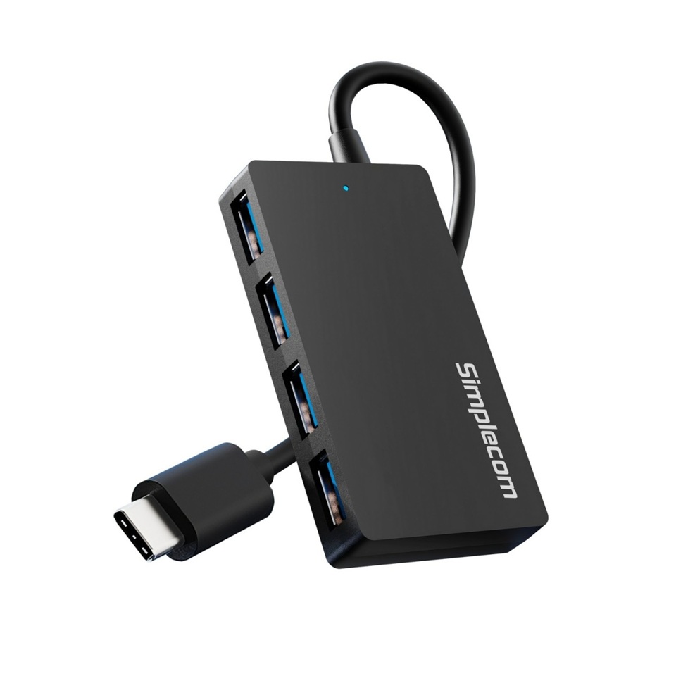 Simplecom CH352 4-Port USB 3.2 Gen1 Type-A SuperSpeed Hub 5Gbps, Bus-Powered, Plug & Play, ABS Compact Design
