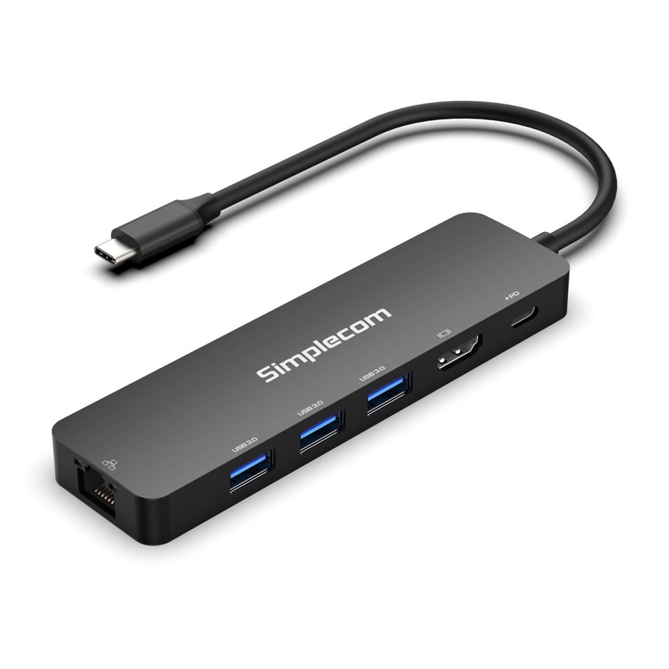 Simplecom CHT560 USB-C 6-in-1 Multiport Docking Station with HDMI 2.0 4K@60Hz, Gigabit Ethernet & 100W Power Delivery