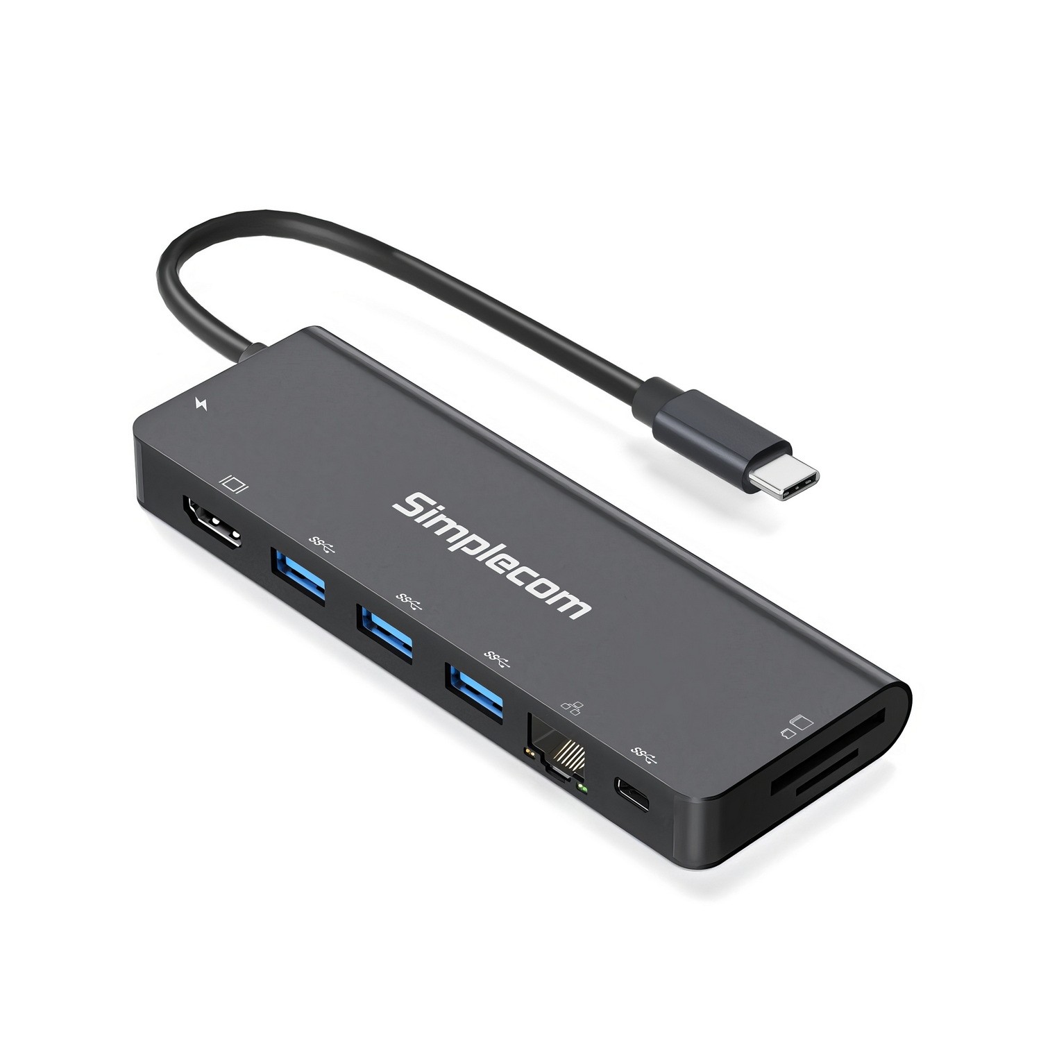 Simplecom CHT590 USB-C SuperSpeed 9-in-1 Multiport Docking Station with HDMI 2.0 4K@60Hz, Gigabit Ethernet, SD Card Reader, and 100W PD Charging