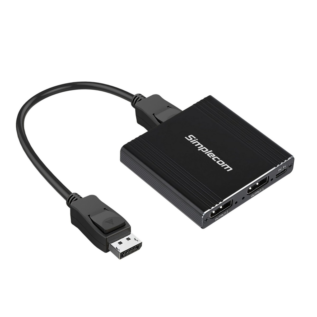 Simplecom CM214 DisplayPort Splitter 1 In 2 Out MST Hub - Dual 4K Extended Screens DP 1.4, 32Gbps Bandwidth, USB Powered