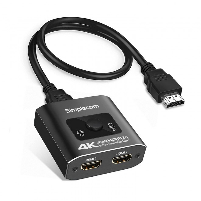 Simplecom CM302 Bi-Directional 2 Way HDMI 2.0 Switch Selector with 4K@60Hz, HDCP 2.2, HDR10 & Dolby Atmos Support