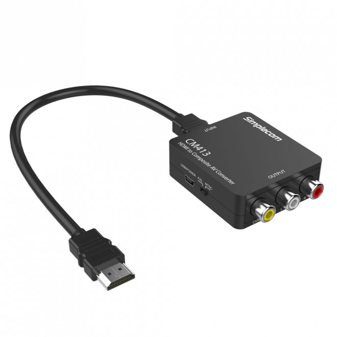Simplecom CM413 HDMI to Composite AV CVBS 3RCA Video Converter - 1080p HDMI to Analog AV Downscaler with NTSC/PAL Support & HDCP 1.4