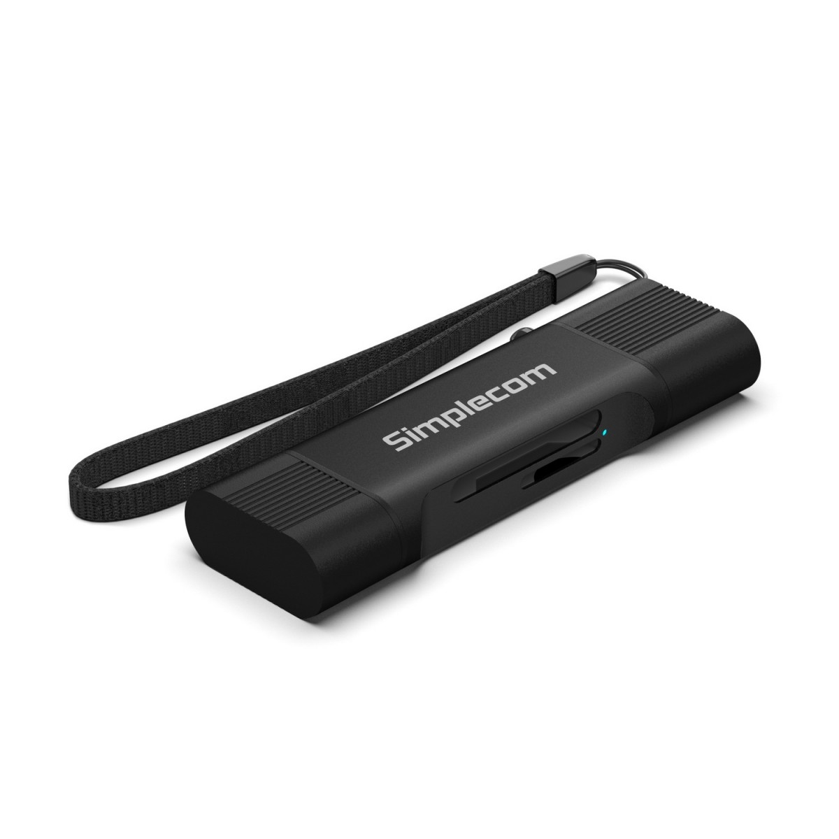 Simplecom CR402B USB 3.2 Gen 1 Dual Slot Card Reader for SD & MicroSD with USB-C & USB-A Interfaces, Aluminum Housing, SuperSpeed 5Gbps