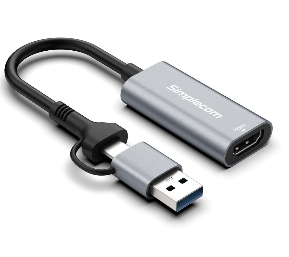 Simplecom DA306C USB 3.0 & USB-C to HDMI Video Adapter - Full HD 1080p, USB Powered, Windows 10+ Compatible