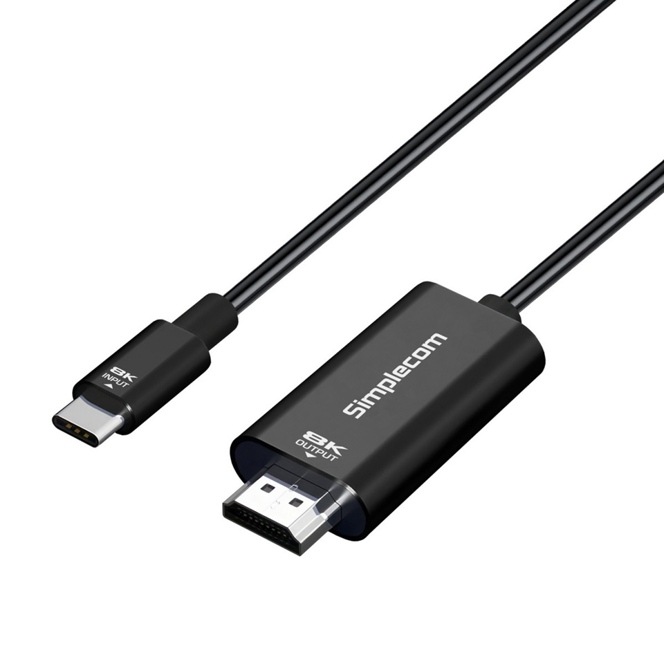 Simplecom DA324 USB-C to HDMI 2.1 Cable 2M – 8K@60Hz, HDR10, HDCP 2.3, DisplayPort 1.4 Alt Mode, DTS & Dolby MAT Audio Support