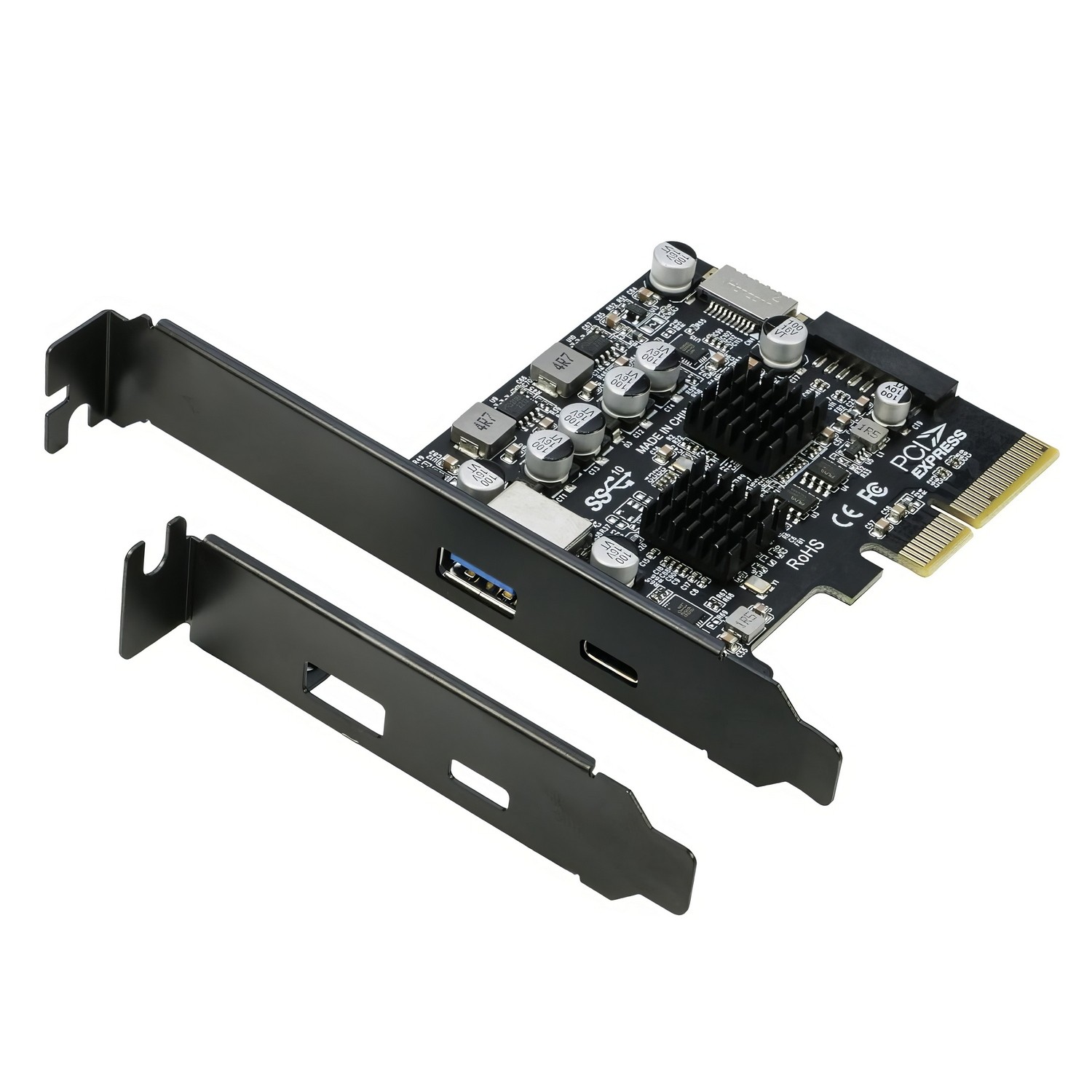 Simplecom EC315 PCIe 3.0 x4 USB 3.2 Gen 2 10Gbps 4-Port Expansion Card with USB-C & USB-A Rear and Front Panel Support