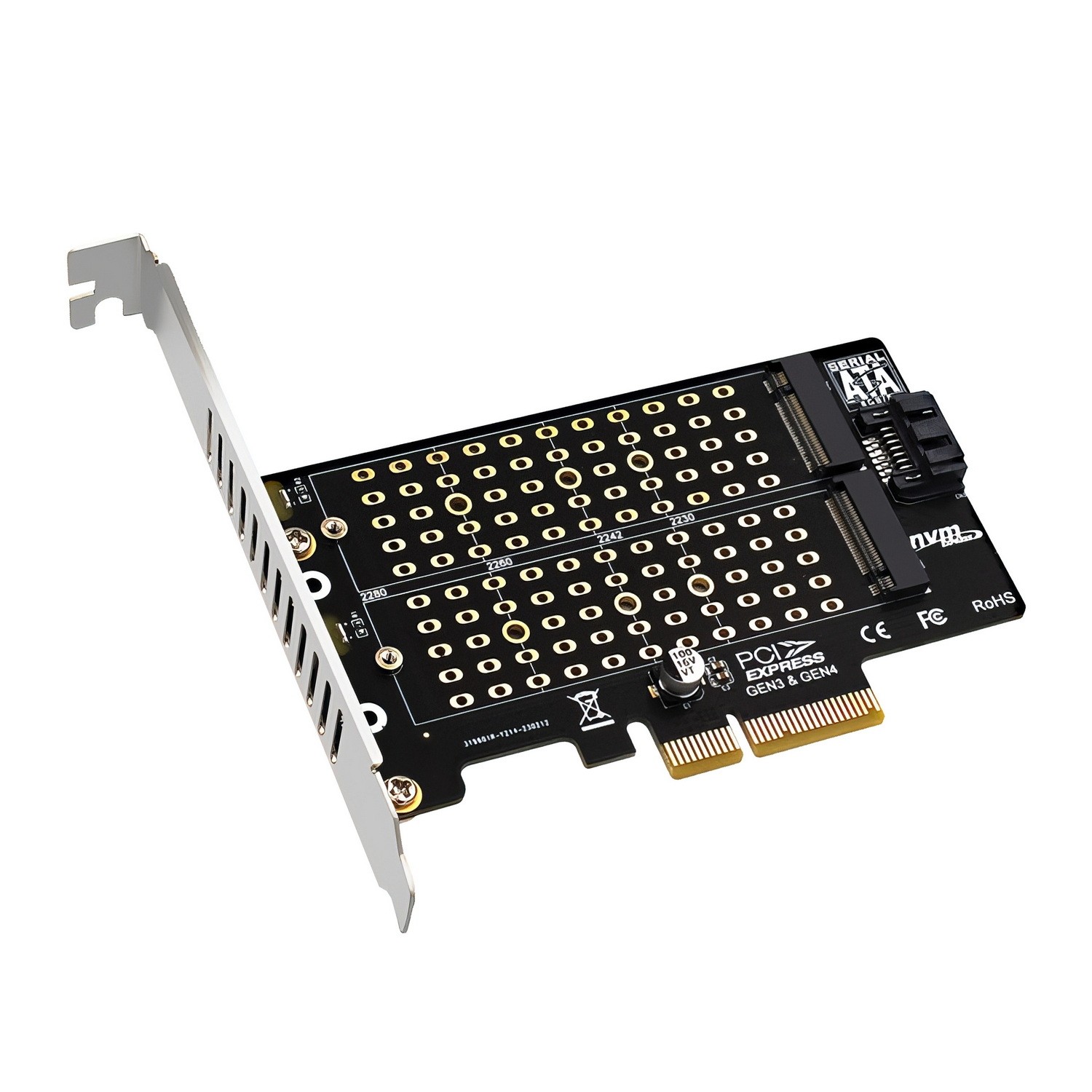 Simplecom EC412v2 NVMe and SATA M.2 SSD to PCIe x4 Expansion Card for High-Speed Storage Upgrade with Dual M-Key & B-Key Slots