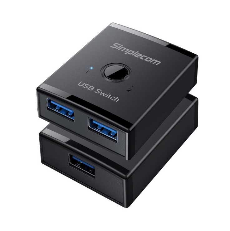 Simplecom KM125 Bi-Directional USB 3.0 Switch 2-Way 5Gbps 1 In 2 Out USB Device Sharing Toggle Switch