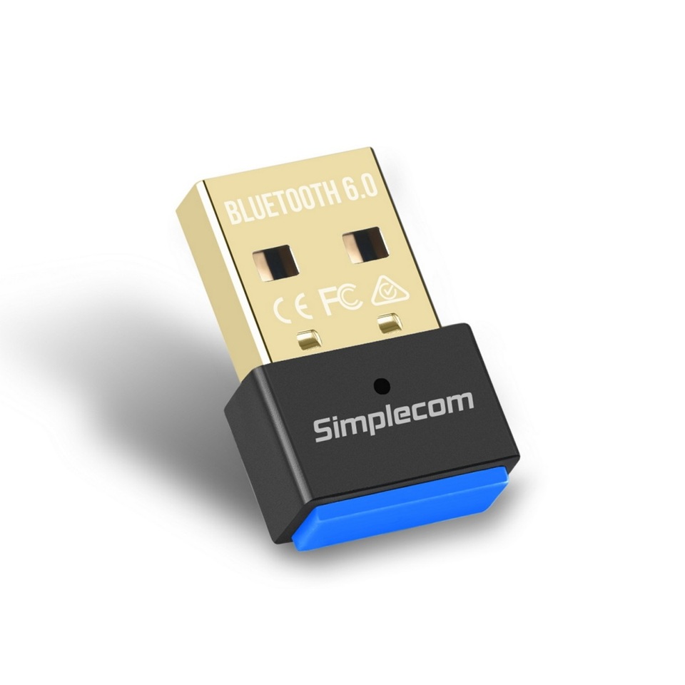 Simplecom NB600 USB Bluetooth 6.0 Adapter Wireless Dongle - USB 2.0, 20m Range, Hi-Res Audio, Windows Compatible