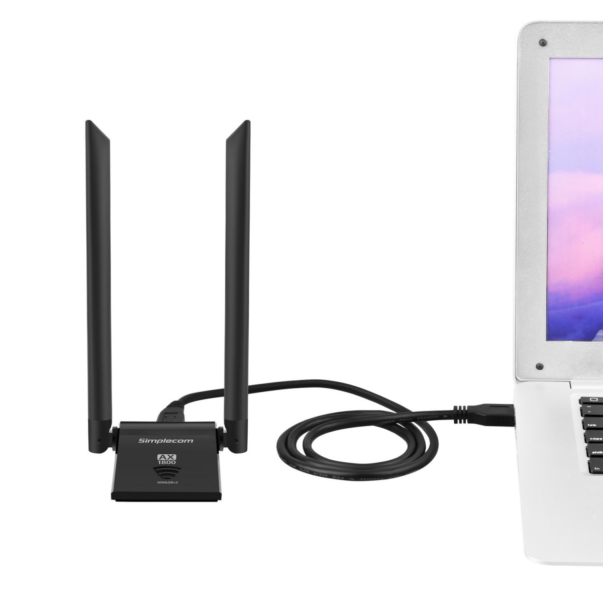 Simplecom NW628v2 AX1800 Dual Band WiFi 6 USB Adapter with Dual 5dBi High Gain Antennas, USB 3.0, WPA3 Security