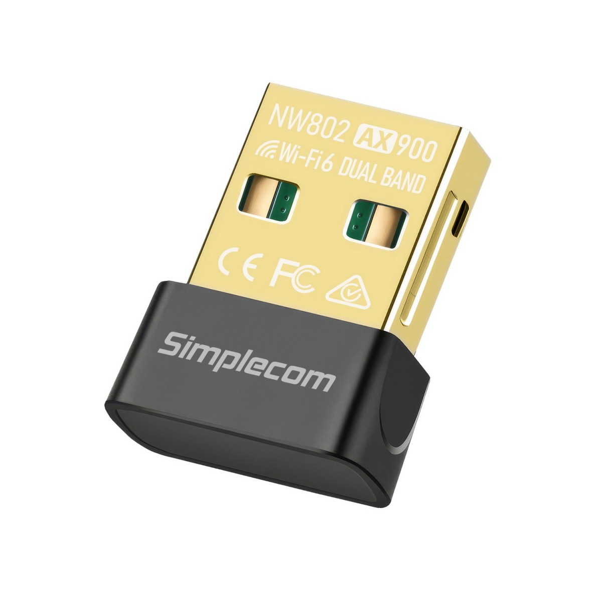 Simplecom NW802 AX900 Dual Band Wi-Fi 6 USB Wireless Nano Adapter with 600Mbps 5GHz & 286Mbps 2.4GHz Speeds
