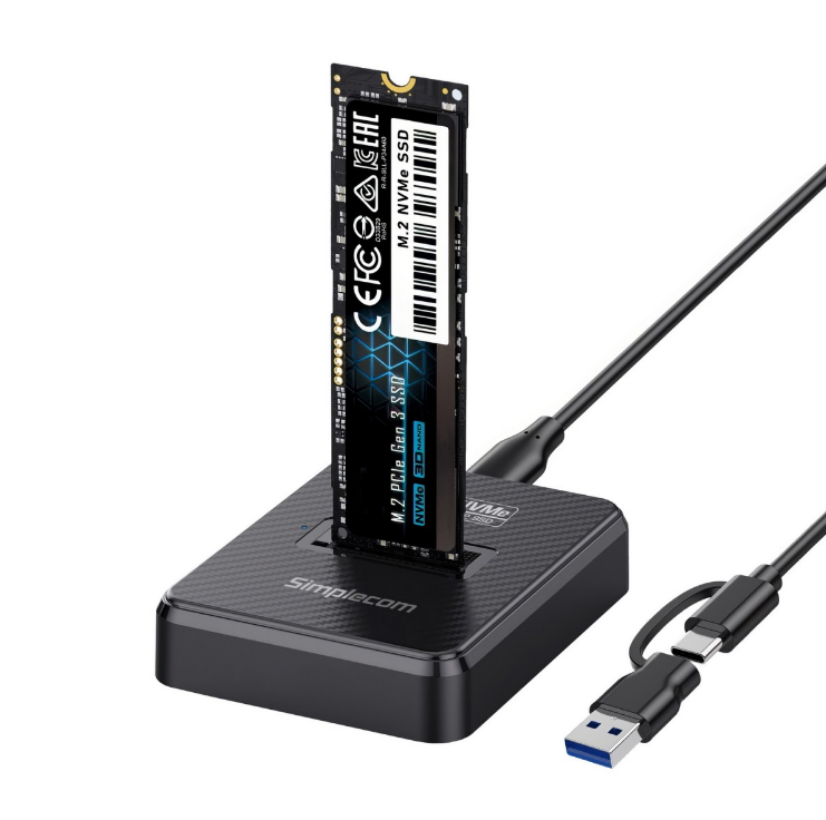 Simplecom SD511 M.2 SSD Docking Station - NVMe & SATA Dual Protocol, USB 3.2 Gen 2, 10Gbps, USB-C Interface, Plug and Play