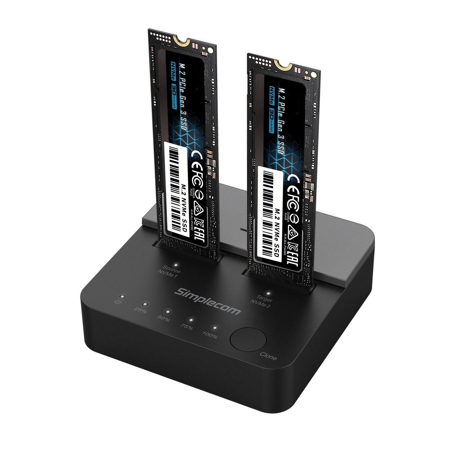 Simplecom SD550v2 USB 3.2 Gen2x2 Dual Bay NVMe M.2 SSD Docking Station with Offline Clone & Multi-LUN Support