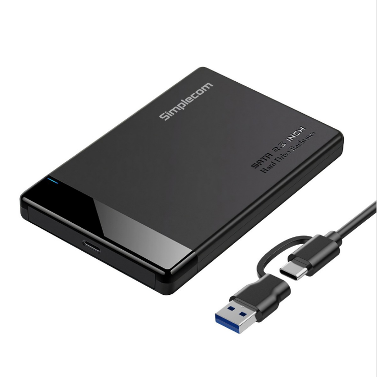 Simplecom SE109 Tool-Free 2.5" SATA HDD SSD to USB-C Enclosure USB 3.2 Gen 1 with UASP & TRIM Support, Compatible with 7mm & 9.5mm Drives