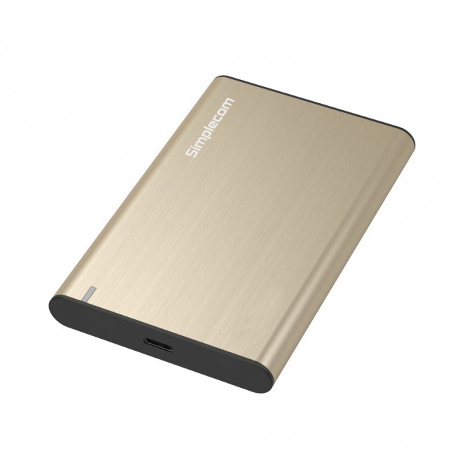 Simplecom SE221 Gold Aluminium 2.5" SATA HDD/SSD to USB 3.1 Gen 1 Enclosure with USB-C & USB-A Adapter, 5Gbps Transfer
