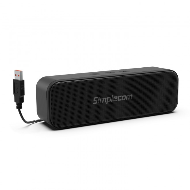 Simplecom UM228 Portable USB Stereo Soundbar Speaker 8W Dual Drivers with Bass Radiator, Volume Control for PC Laptop Mac Chromebook