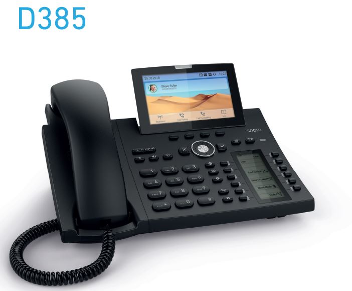 Snom D385 12-Line IP Desk Phone with 4.3" Color TFT Display, Bluetooth, USB, PoE & HD Audio