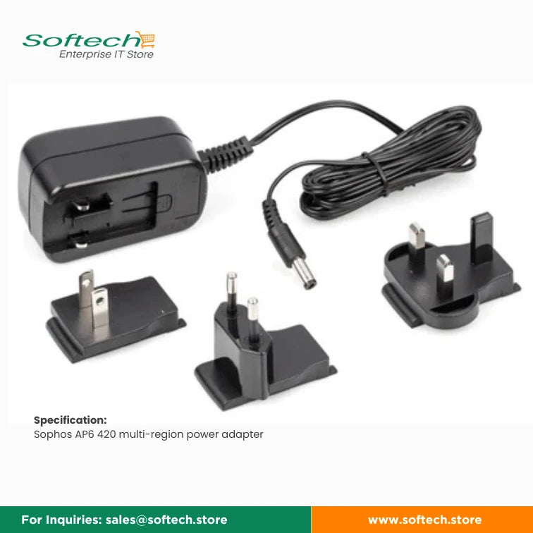 Sophos AP6 420 Multi-Region DC Power Adapter with Germany, Switzerland & UK Plugs