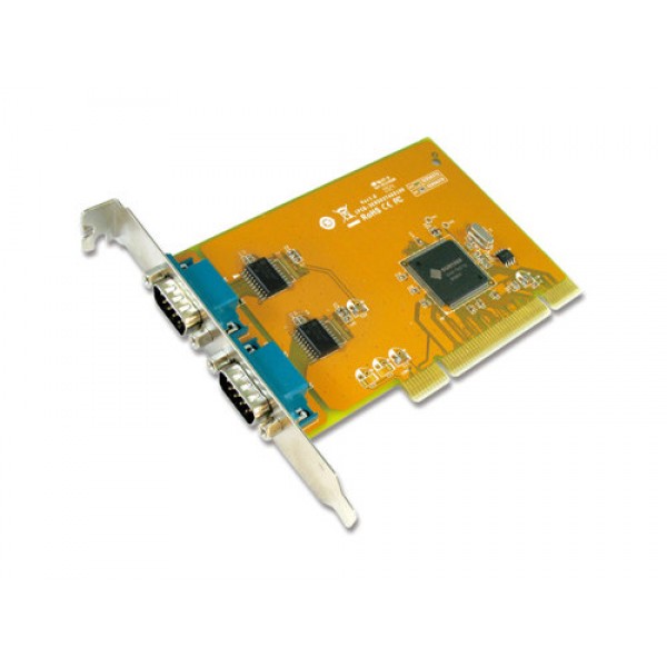 Sunix COMCARD-2P SER5037A Dual Port RS-232 Serial PCI Card - 115.2Kbps, Universal PCI 64/32-bit, Compatible with Windows, Linux, DOS