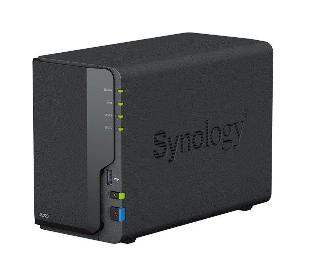 Synology DiskStation DS223 2-Bay NAS Tower with Realtek RTD1619B Quad-Core 1.7GHz CPU and 2GB DDR4 RAM, 3x USB 3.2, 1GbE LAN