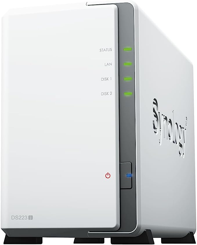 Synology DiskStation DS223j 2-Bay NAS 3.5" SATA HDD & 2.5" SATA SSD Support, Quad-Core 1.7 GHz CPU, 1GB DDR4 Memory, 2-Year Warranty