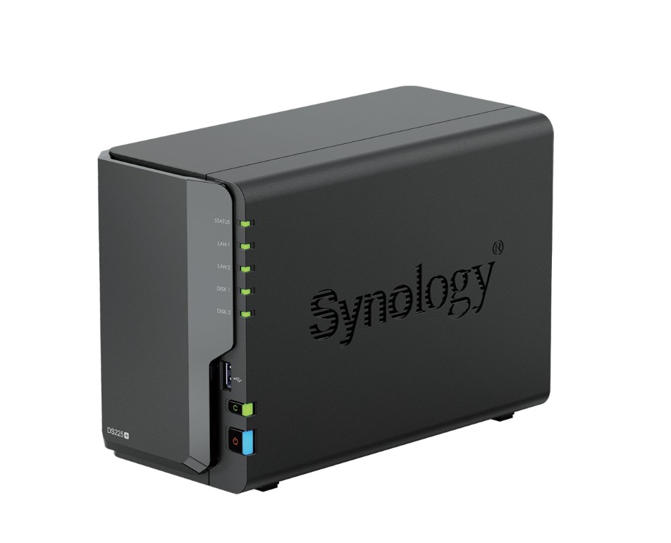 Synology DiskStation DS225+ 2-Bay NAS with Intel Celeron J4125, 2GB DDR4 RAM, 2.5GbE & 1GbE LAN, USB 3.2 Gen 1, Diskless Storage Solution
