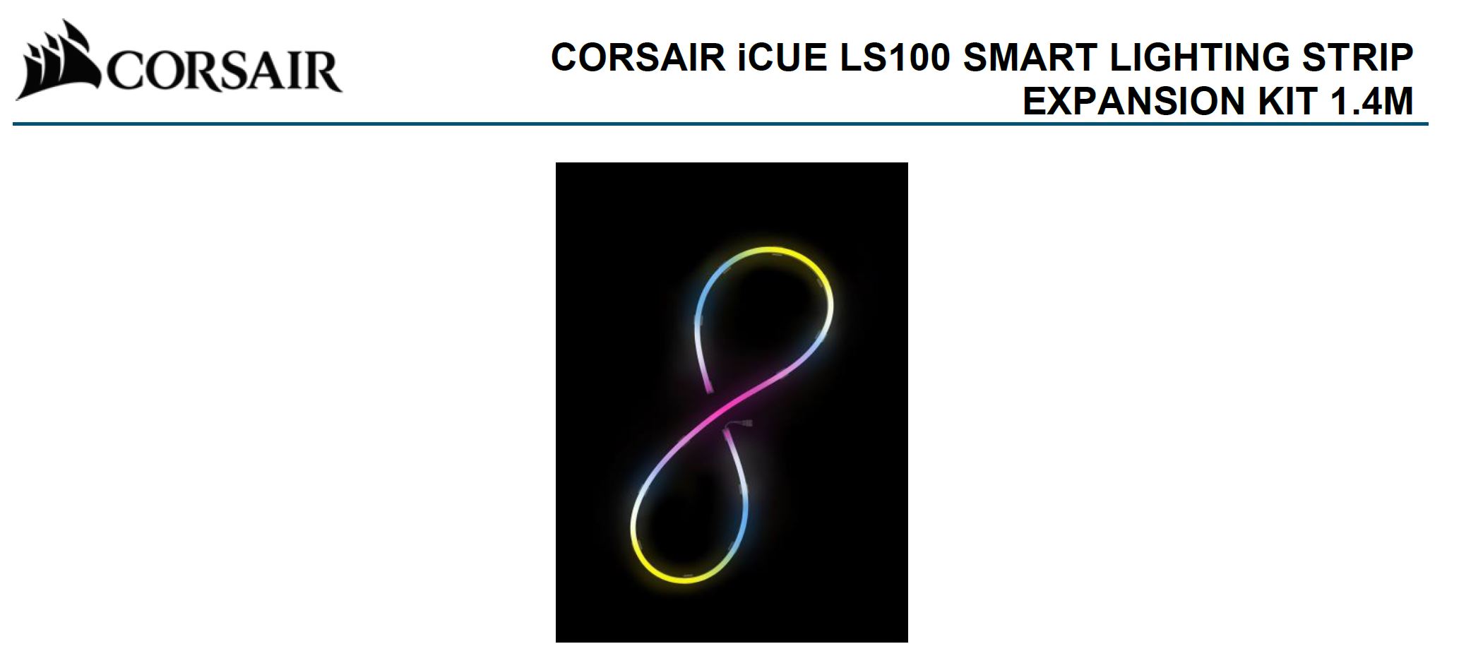 CORSAIR iCUE LS100 Smart Lighting Strip Expansion Kit 1.4M with 84 Individually Addressable RGB LEDs for Immersive Ambient PC Lighting