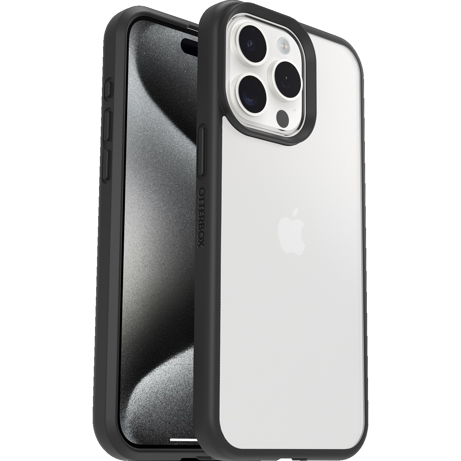 OtterBox React Series Ultra-Thin Protective Case for Apple iPhone 15 Pro Max (6.7") - Black Crystal, DROP+ Military Standard, Wireless Charging Compatible, Eco-Friendly