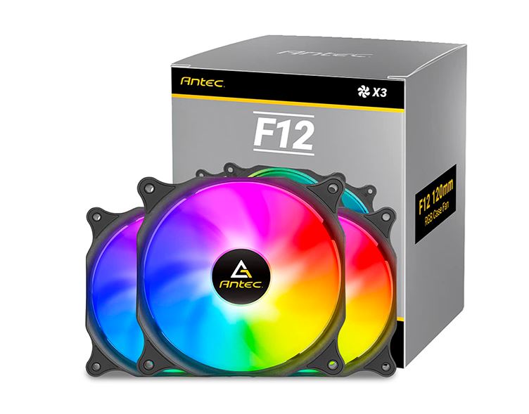 Antec F12 Racing ARGB 3 Pack 120mm PWM Case Fans with ARGB & PWM Controller, Hydro Bearing, Quiet Cooling, Full Spectrum Lighting