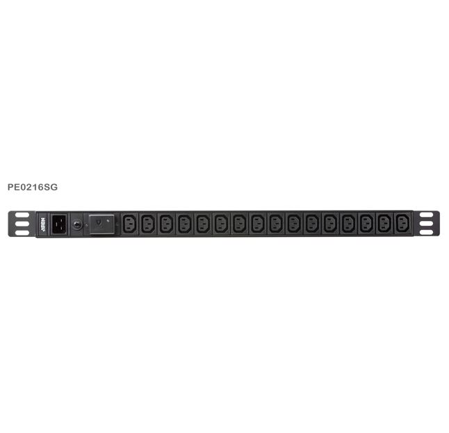 Aten 0U 16-Port Basic PDU with Surge & Overcurrent Protection, 16A, 100-240VAC, IEC C13 Outlets, Aluminum Housing