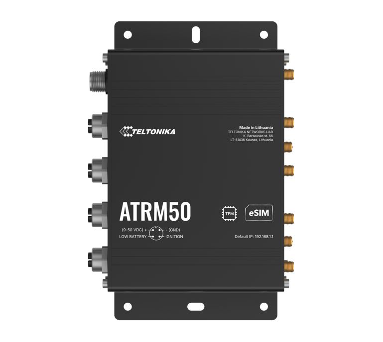 Teltonika ATRM50 Rugged 5G Router for Transportation | Ultra-High Cellular Speed 3.4 Gbps | M12 Connectors | Dual SIM & eSIM | EN 45545-2 & EN 50155 Certified