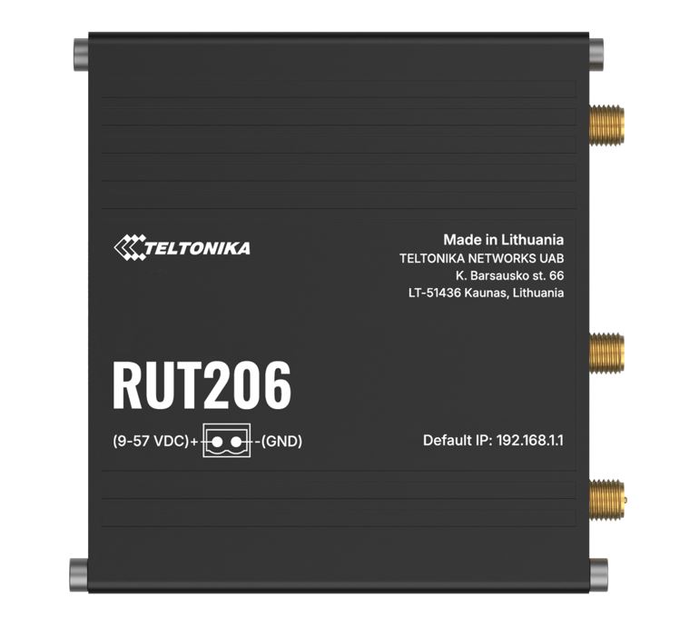 Teltonika RUT206 Industrial 4G LTE Router with RS232 & RS485, Passive & Active PoE, 2-Pin DC Power Input, microSD Slot