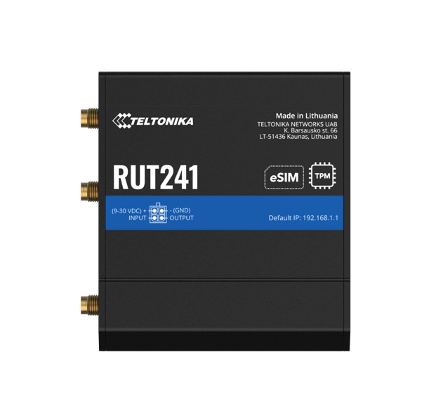 Teltonika RUT241 eSIM Industrial 4G LTE Router with Wi-Fi, Dual Ethernet, Instant Failover & Passive PoE - Compact & Rugged
