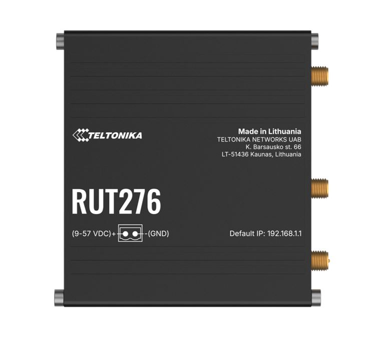 Teltonika RUT276 Compact RedCap 5G Industrial Router with Dual SIM, RS232/RS485, Wi-Fi 4, and 2x RJ45 10/100 Mbps Ports