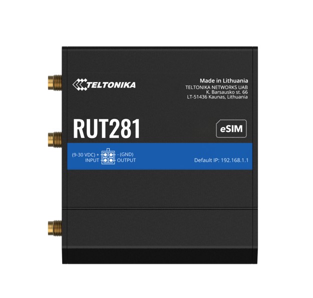 Teltonika RUT281 Compact Global LTE Cat 4 Router with SIM & eSIM, WAN Failover, 2 RJ45 Ports, PSU Included