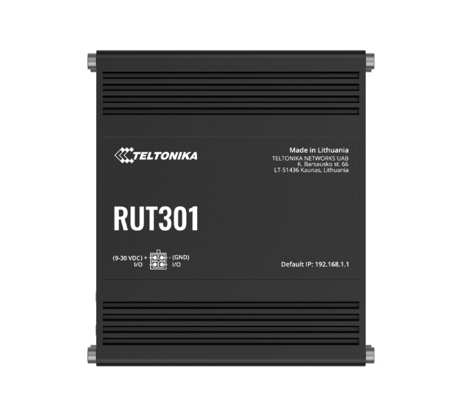 Teltonika RUT301 Rugged Industrial Ethernet Router with 5 Ethernet Ports, 2 Configurable Digital I/Os & USB 2.0 - IP30 Rated, -40°C to 75°C Operating Range