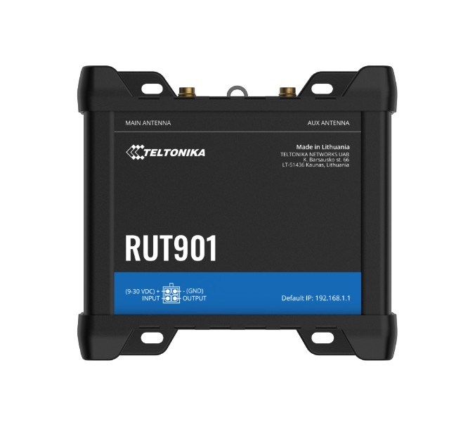 Teltonika RUT901 Industrial 4G LTE Cat 4 Cellular Router with Dual SIM, Wi-Fi, MQTT, Modbus TCP, DNP3 & PSU Included