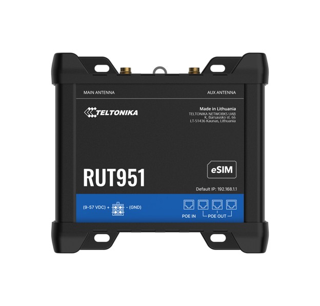 Teltonika RUT951 Industrial PoE+ 4G LTE Cat 4 Cellular Router with Dual SIM, Wi-Fi, Automatic WAN Failover & PSU Included
