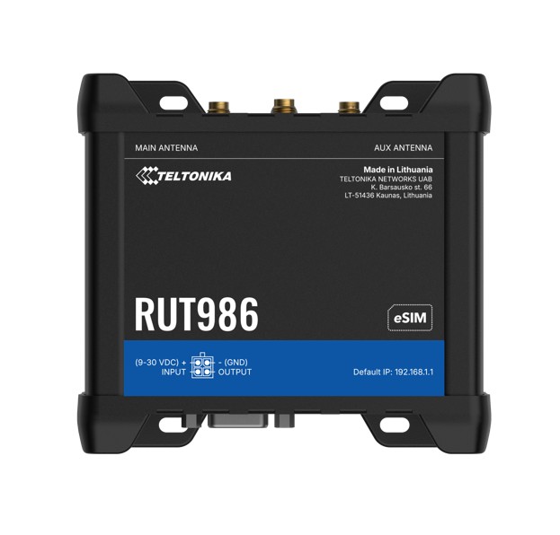 Teltonika RUT986 Industrial Global LTE Cat 4 Router with Dual SIM, 4 Ethernet Ports & PSU Included