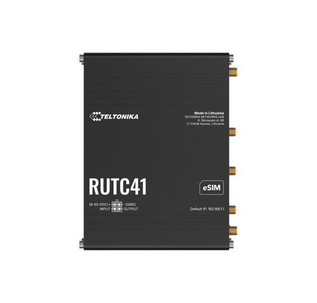 Teltonika RUTC41 Industrial 4G LTE Cat 4 Edge Router with Dual-core 1.3 GHz CPU, Dual-band Wi-Fi 6, 1GB RAM, 8GB Flash, eSIM & PSU Included
