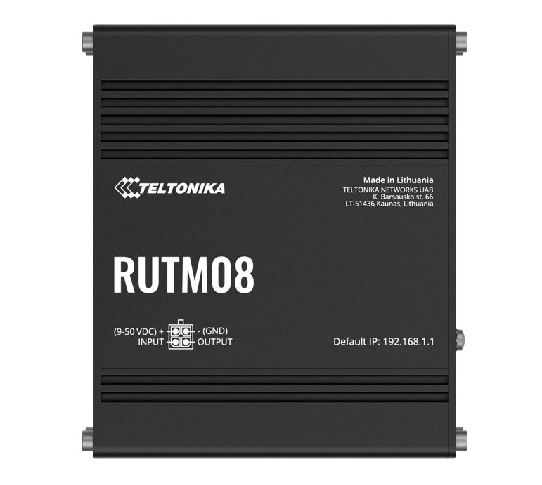 Teltonika RUTM08 Industrial Wired Router with 4 Gigabit RJ45 Ports, 128 VLANs, Dual-Core 880 MHz CPU, RMS and VPN Support, PSU Included