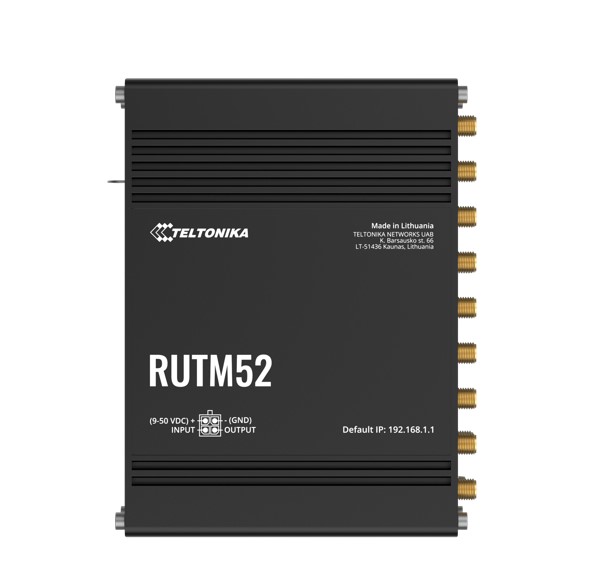 Teltonika RUTM52 Dual 5G Industrial Router with Dual SIM/eSIM, 5 Gigabit Ethernet, Wi-Fi 5, Backward Compatible with 4G LTE Cat 20