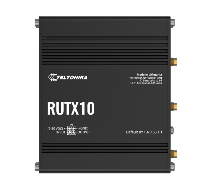 Teltonika RUTX10 Industrial Ethernet Router with Dual Band WiFi 5 802.11ac, Quad-Core CPU, 4x Gigabit Ports, VPN & Firewall, PSU Included