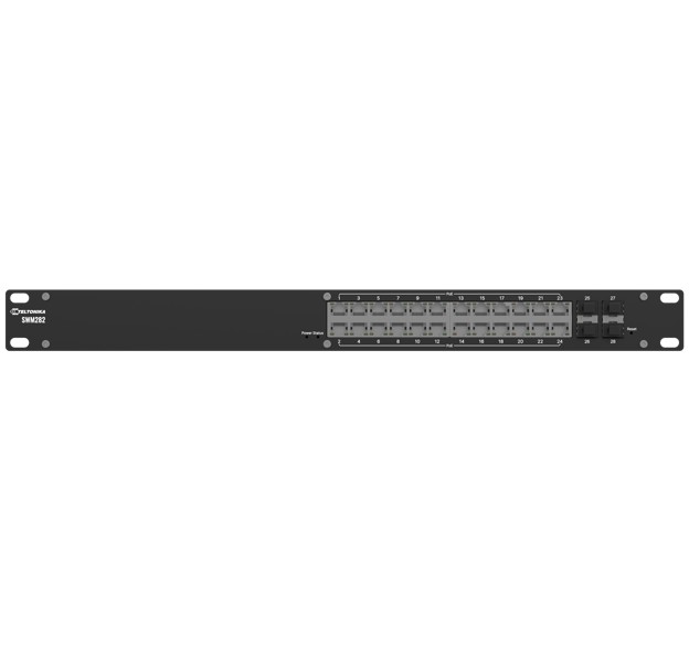 Teltonika SWM282 PoE+ Managed Switch - 24 Gigabit PoE+ Ports, 4 SFP Fiber Ports, Up to 30W per Port, L2/L3 Features, 2 Years Free RMS Management