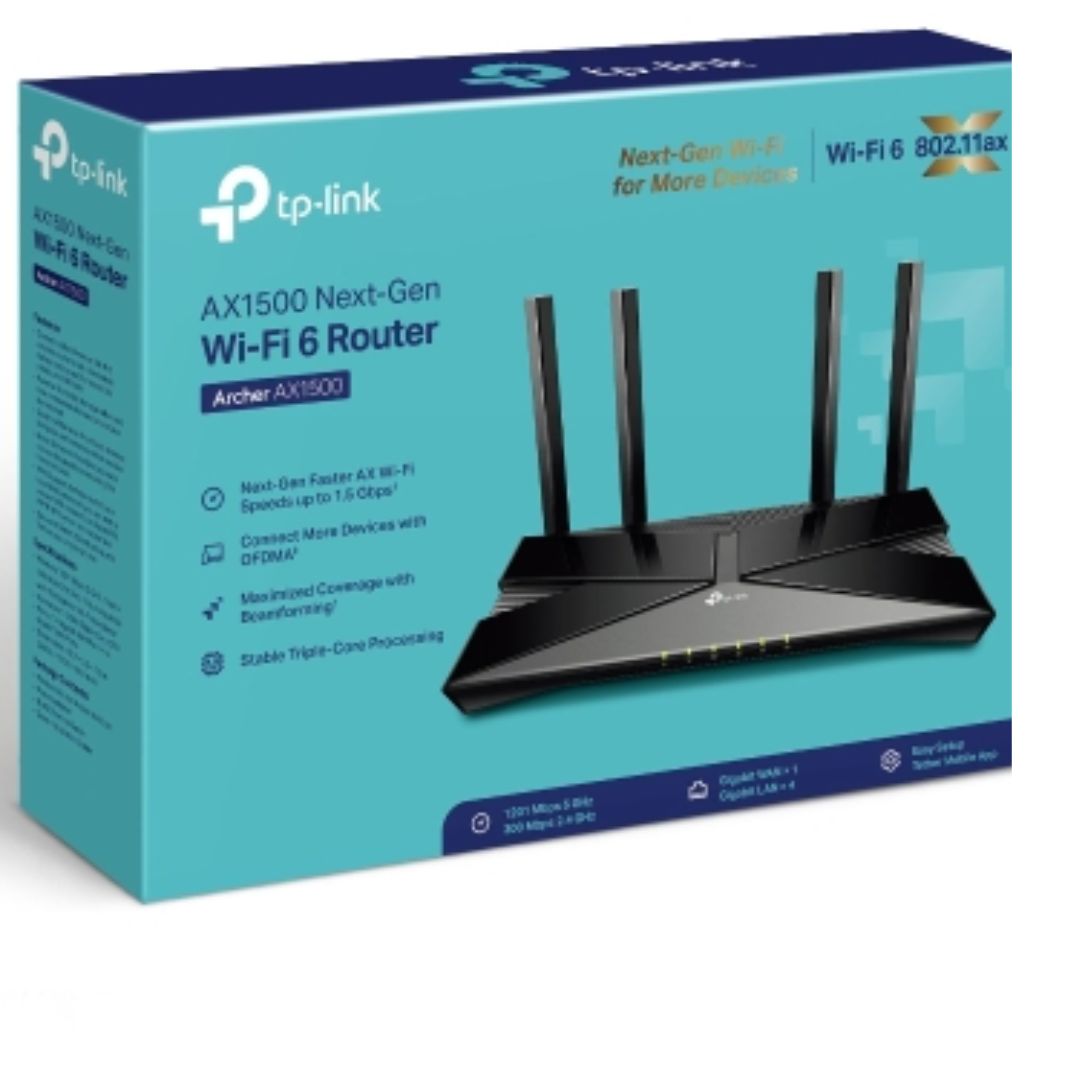 TP-Link Archer AX1500 Dual-Band Wi-Fi 6 Router with 1.5 GHz Tri-Core CPU, 4 Gigabit LAN Ports, Beamforming & OFDMA, 1201 Mbps at 5 GHz + 300 Mbps at 2.4 GHz