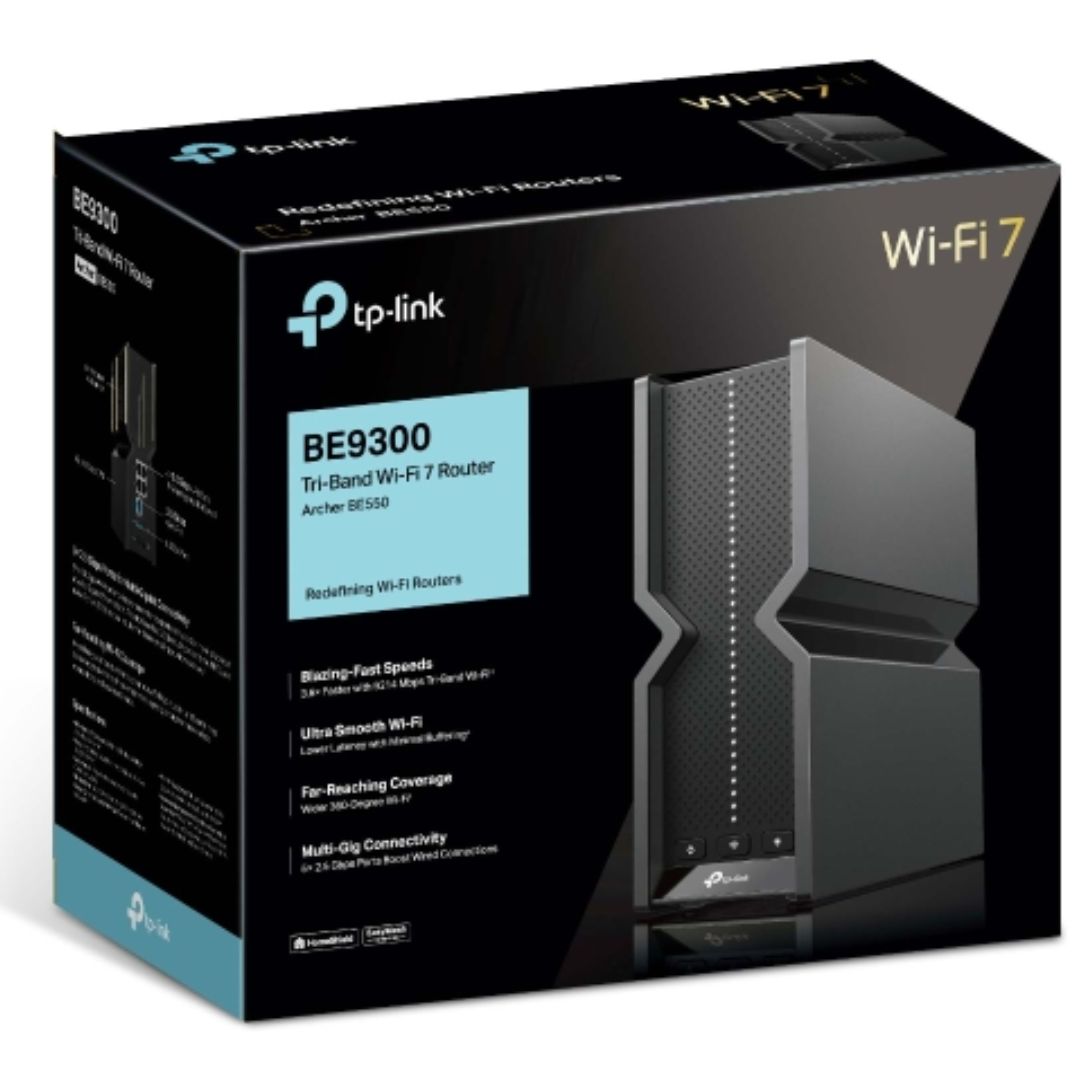 TP-Link Archer BE550 V2 BE9300 Wi-Fi 7 Tri-Band Router - 688 Mbps (2.4 GHz) + 2880 Mbps (5 GHz) + 5760 Mbps (6 GHz), 6 Internal Antennas, 1.5 GHz CPU